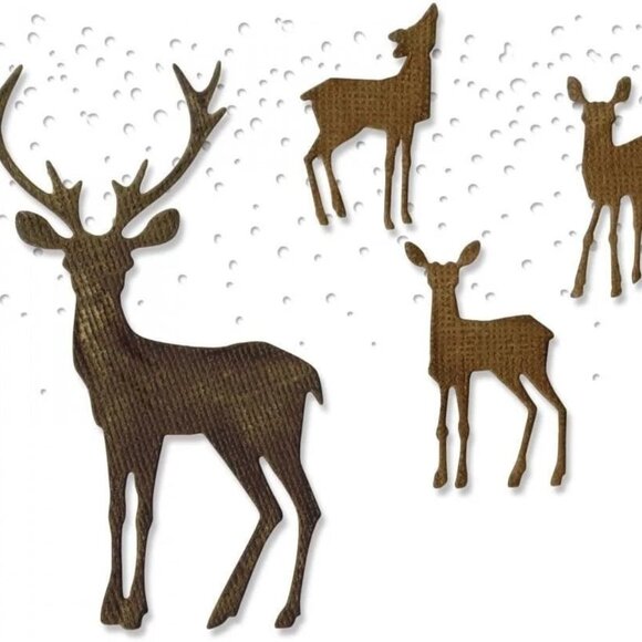 Rare Sizzix Thinlits Tim Holtz Winter Wonderland Cutting Dies Deer 662426 NEW - Picture 2 of 7